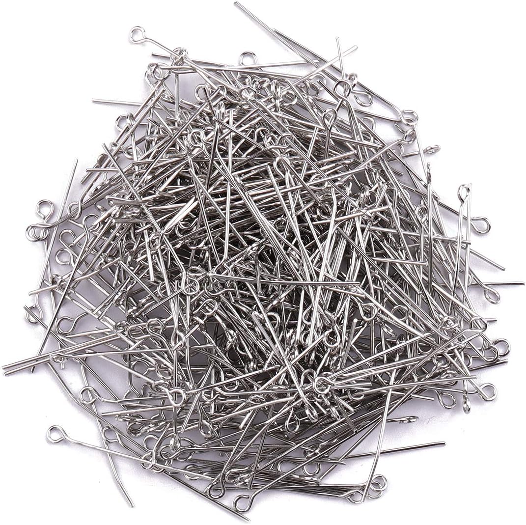 Open Eye Pins Platinum Head Pins for DIY Jewelry Making 30mm 300pcs