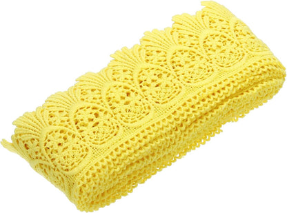 Cotton Lace Trim Vintage Crochet 3inch x 9yard Yellow Stretch Lace Edge Ribbon for DIY Scrapbooking Clothes Curtain Slipcover Fabric