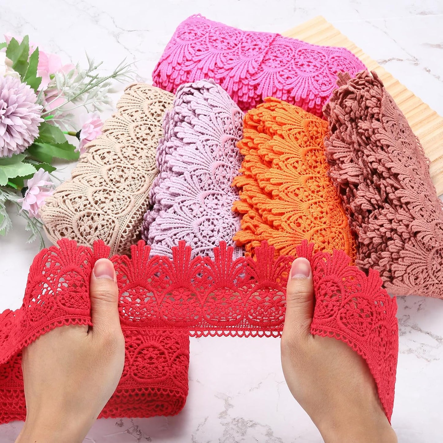 Cotton Lace Trim Vintage Crochet 3inch x 9yard Yellow Stretch Lace Edge Ribbon for DIY Scrapbooking Clothes Curtain Slipcover Fabric