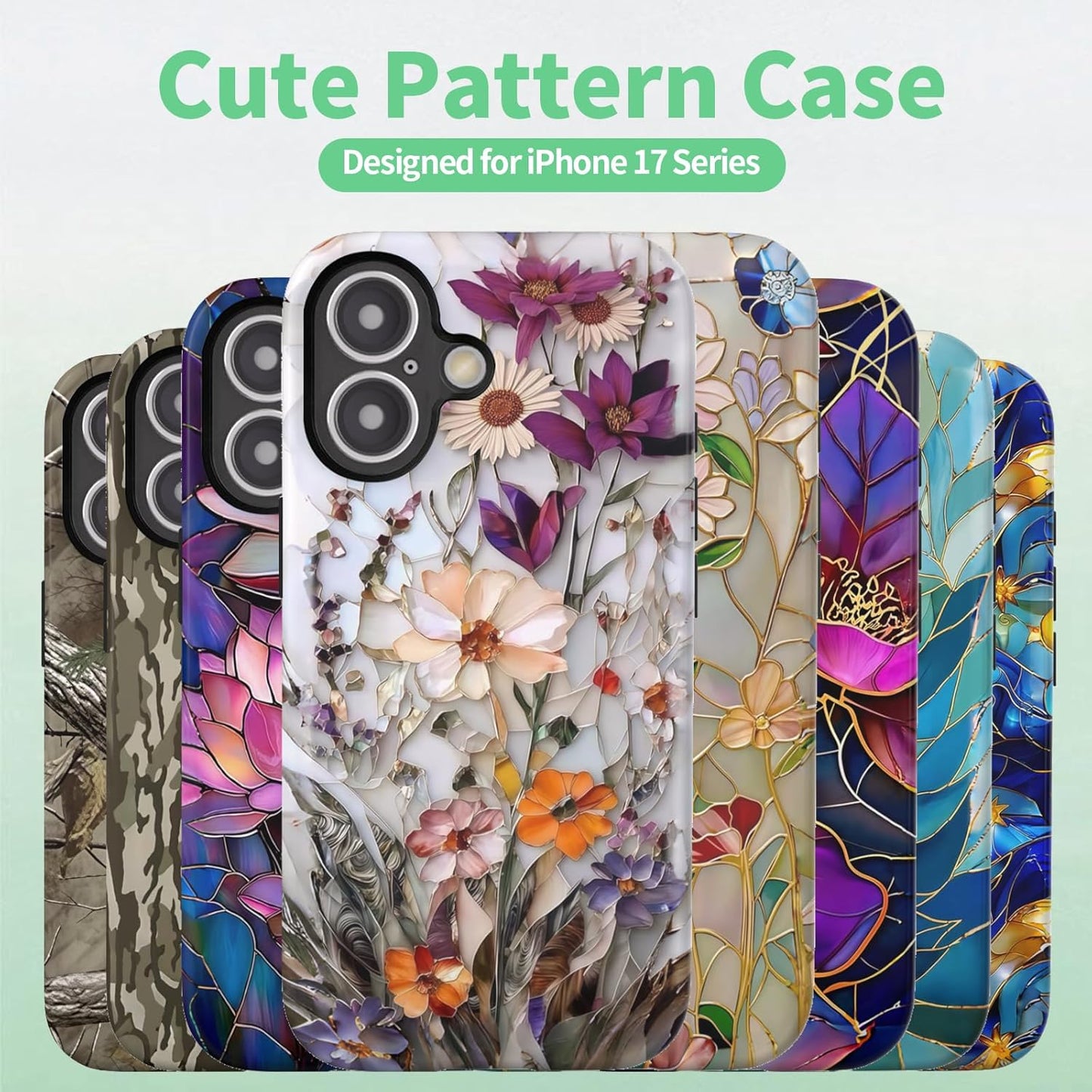 Compatible with iPhone 17 Case 6.3”, Cute Patterns Shockproof Protective Aesthetic Phone Case with Stylish Designs for Women Girl, Fruit Lemon European Summer Collage
