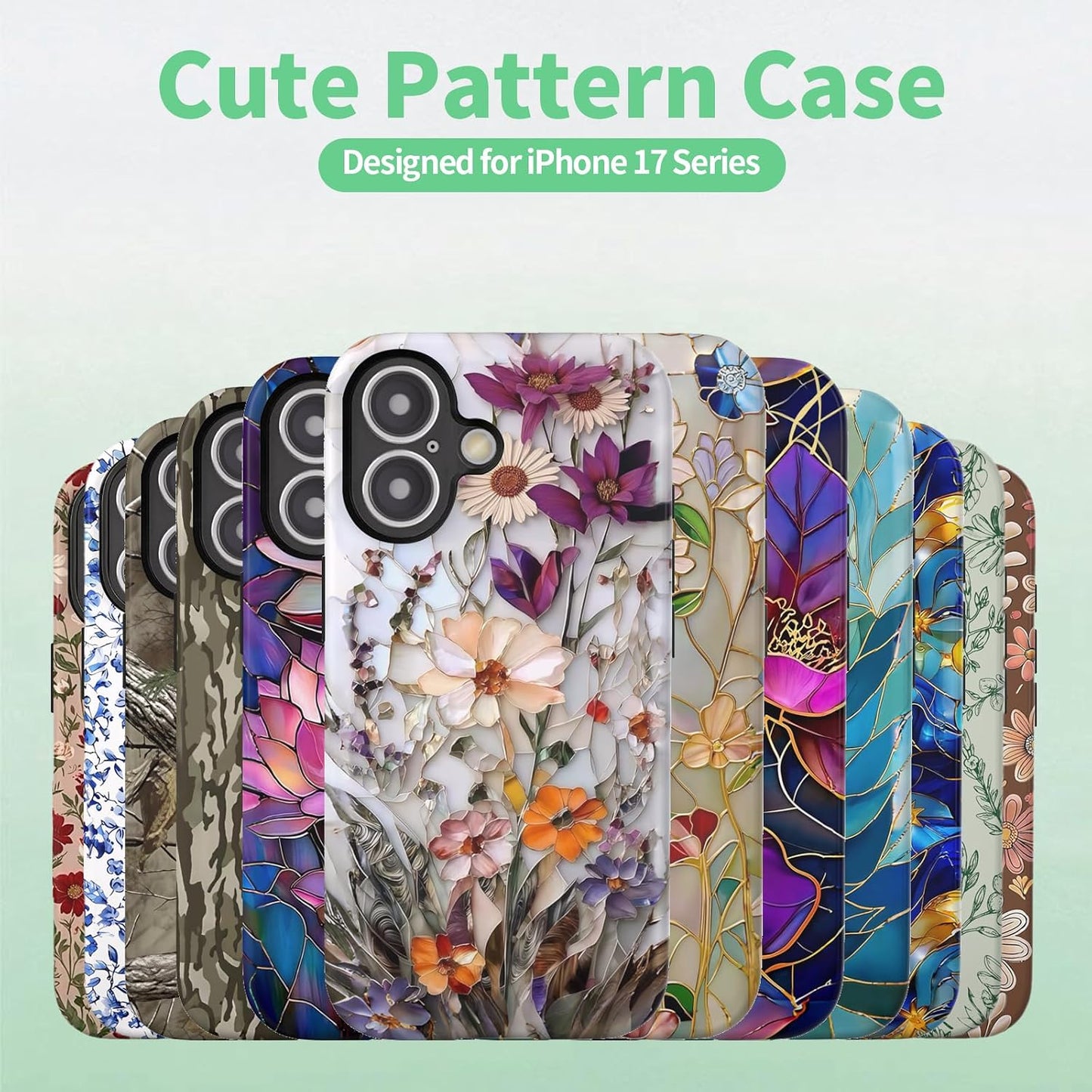 Compatible with iPhone 17 Case 6.3”, Cute Patterns Shockproof Protective Aesthetic Phone Case with Stylish Designs for Women Girl, Fruit Lemon European Summer Collage