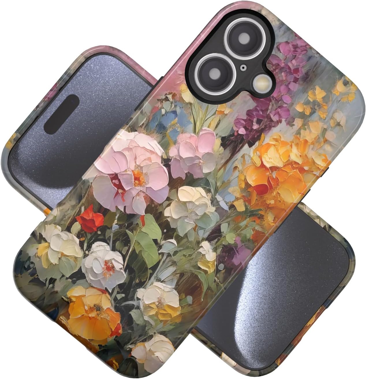 Compatible with iPhone 17 Case 6.3”, Cute Patterns Shockproof Protective Aesthetic Phone Case with Stylish Designs for Women Girl, Fruit Lemon European Summer Collage