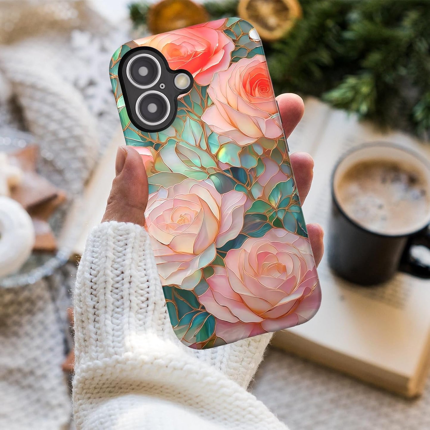 Compatible with iPhone 17 Case 6.3”, Cute Patterns Shockproof Protective Aesthetic Phone Case with Stylish Designs for Women Girl, Fruit Lemon European Summer Collage