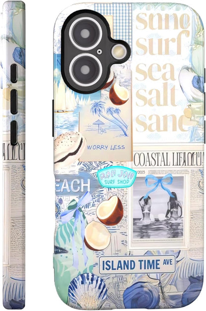 Compatible with iPhone 17 Case 6.3”, Cute Patterns Shockproof Protective Aesthetic Phone Case with Stylish Designs for Women Girl, Fruit Lemon European Summer Collage