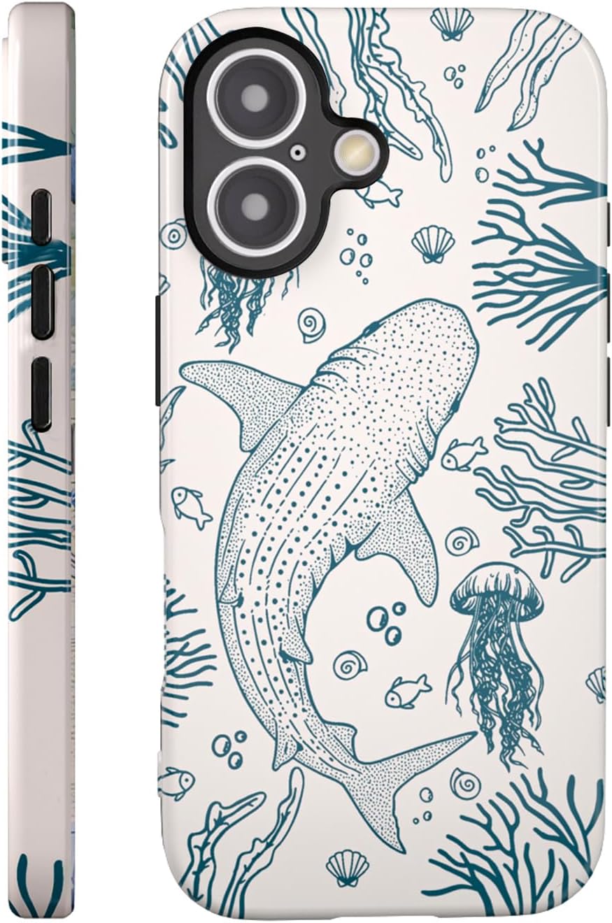 Compatible with iPhone 17 Case 6.3”, Cute Patterns Shockproof Protective Aesthetic Phone Case with Stylish Designs for Women Girl, Fruit Lemon European Summer Collage
