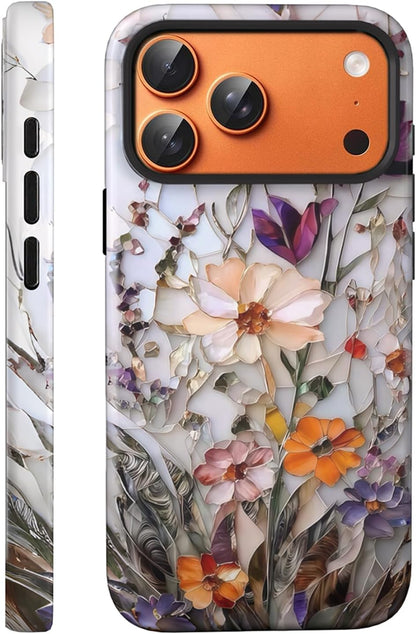 Compatible with iPhone 17 Case 6.3”, Cute Patterns Shockproof Protective Aesthetic Phone Case with Stylish Designs for Women Girl, Fruit Lemon European Summer Collage