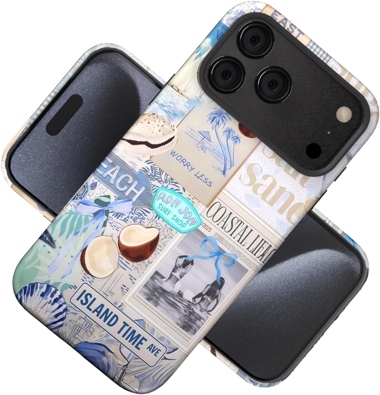 Compatible with iPhone 17 Case 6.3”, Cute Patterns Shockproof Protective Aesthetic Phone Case with Stylish Designs for Women Girl, Fruit Lemon European Summer Collage