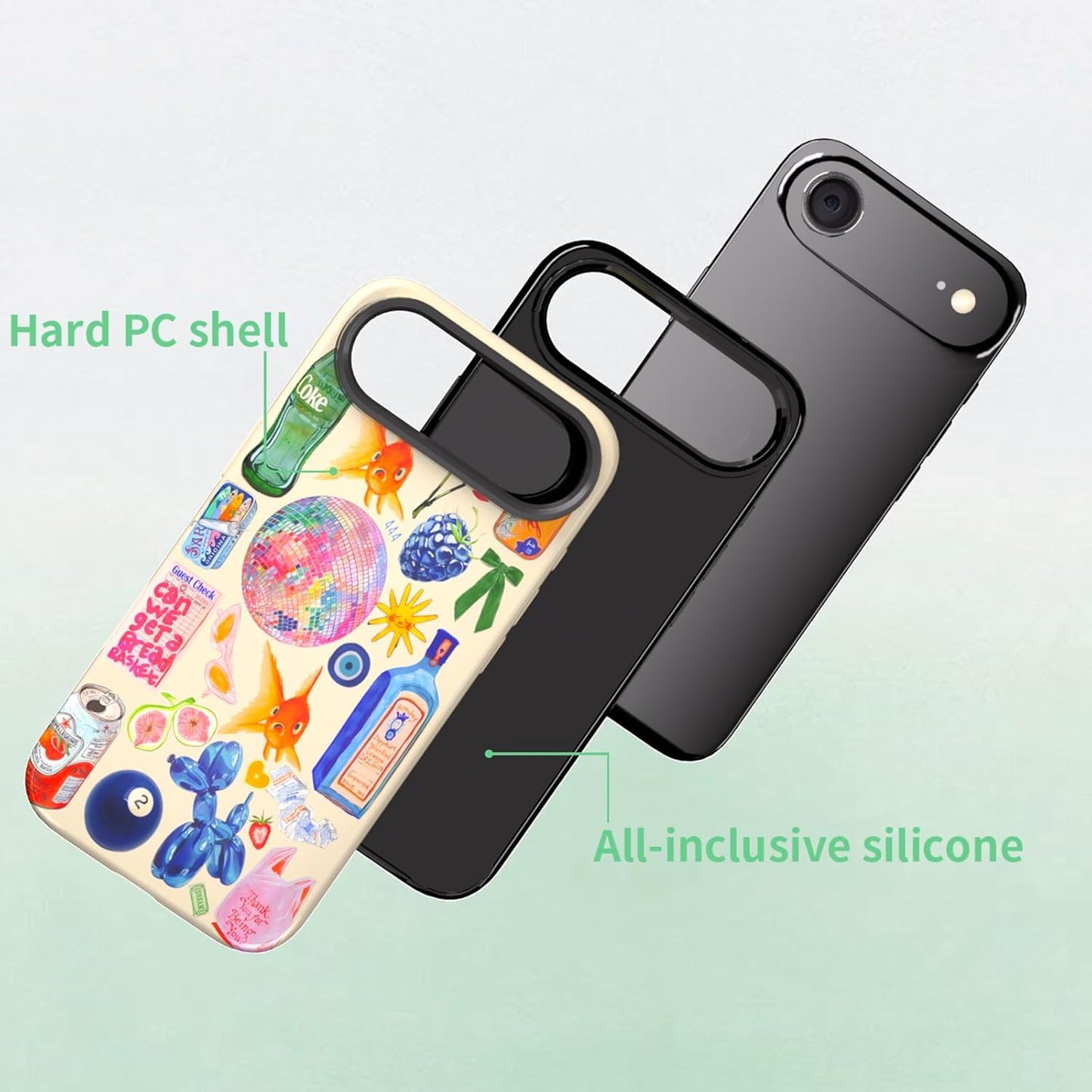 Compatible with iPhone 17 Case 6.3”, Cute Patterns Shockproof Protective Aesthetic Phone Case with Stylish Designs for Women Girl, Fruit Lemon European Summer Collage