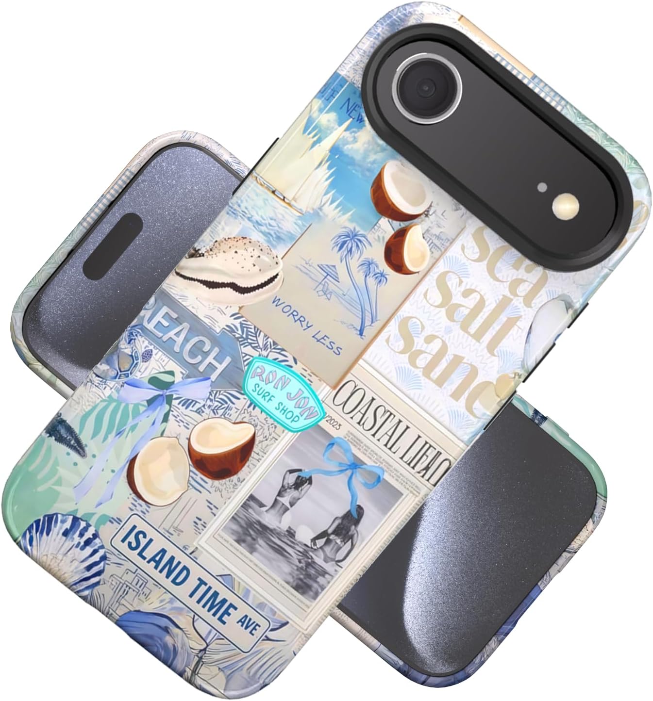 Compatible with iPhone 17 Case 6.3”, Cute Patterns Shockproof Protective Aesthetic Phone Case with Stylish Designs for Women Girl, Fruit Lemon European Summer Collage