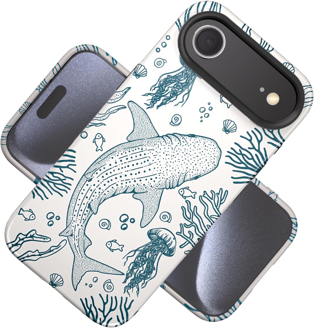 Compatible with iPhone 17 Case 6.3”, Cute Patterns Shockproof Protective Aesthetic Phone Case with Stylish Designs for Women Girl, Fruit Lemon European Summer Collage