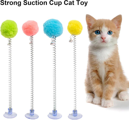 Cat Interactive Toys for Indoor Cats Kitten Wand Toy Weight Loss Kitty Funny Balls Slow Food Dispenser Feeder Treat Dispensing Feeding Pet Supplies Birthday Gift Yellow