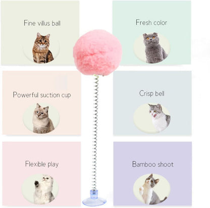 Cat Interactive Toys for Indoor Cats Kitten Wand Toy Weight Loss Kitty Funny Balls Slow Food Dispenser Feeder Treat Dispensing Feeding Pet Supplies Birthday Gift Yellow