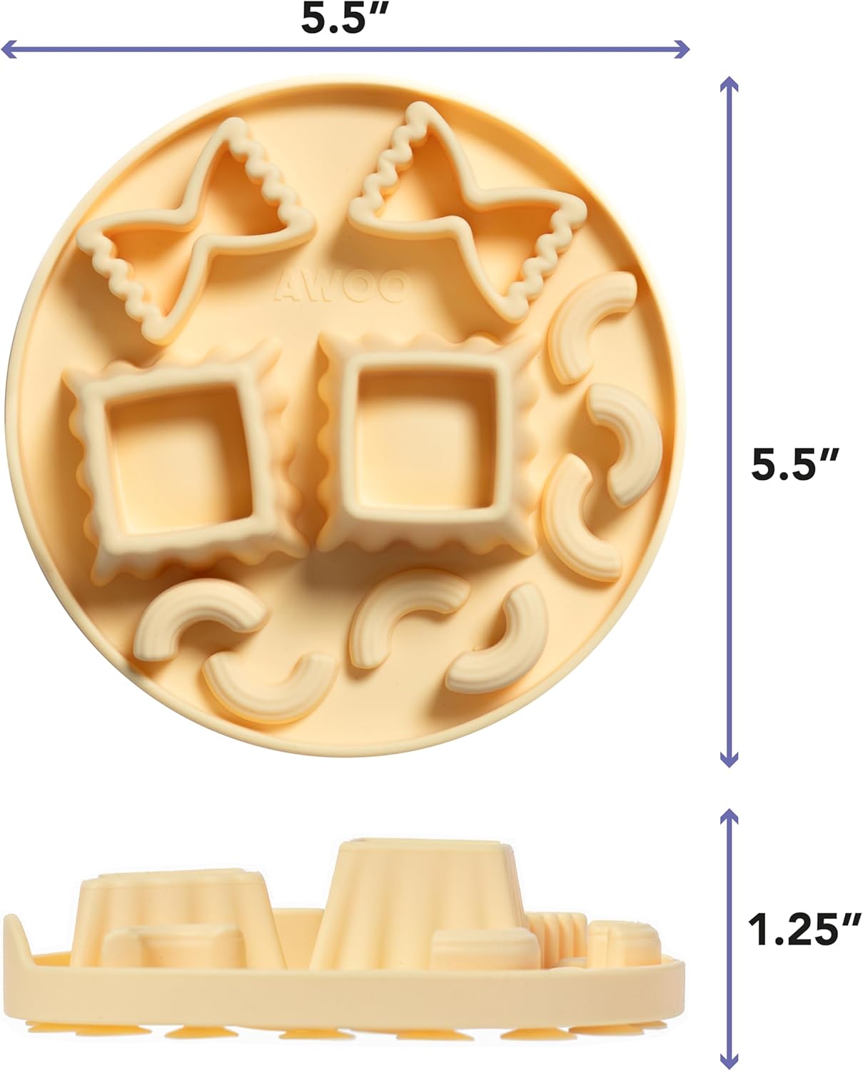 Snackaroni - Silicone Slow Feeder for Dog Bowls Over 5.5-Inches - Non-Slip, Wet and Dry Food-Compatible Pet Dish with Suction Cups - Extends Mealtime for Fast Eaters - Dishwasher Safe (Yellow)