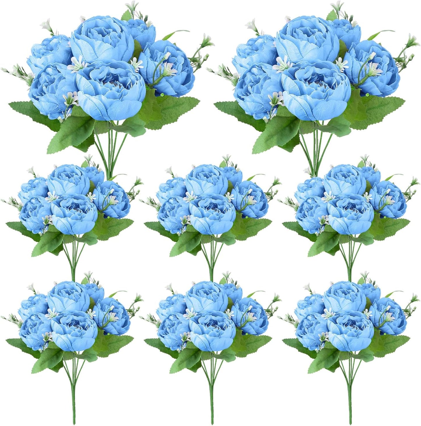 8 Pack Yellow Peonies Artificial Flowers | Fake Silk Hydrangea Bouquet for Bridal Wedding Home Table Decor Reusable Dining Opening Ceremony Birthday Arrangement