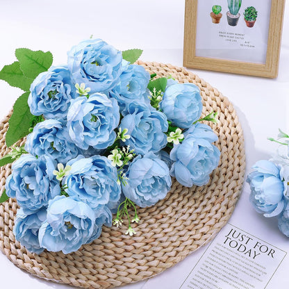 8 Pack Yellow Peonies Artificial Flowers | Fake Silk Hydrangea Bouquet for Bridal Wedding Home Table Decor Reusable Dining Opening Ceremony Birthday Arrangement