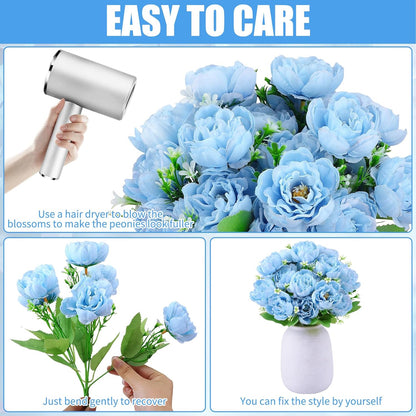 8 Pack Yellow Peonies Artificial Flowers | Fake Silk Hydrangea Bouquet for Bridal Wedding Home Table Decor Reusable Dining Opening Ceremony Birthday Arrangement