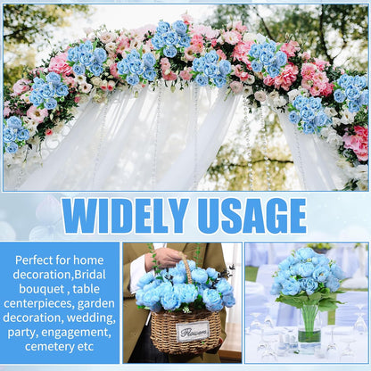 8 Pack Yellow Peonies Artificial Flowers | Fake Silk Hydrangea Bouquet for Bridal Wedding Home Table Decor Reusable Dining Opening Ceremony Birthday Arrangement