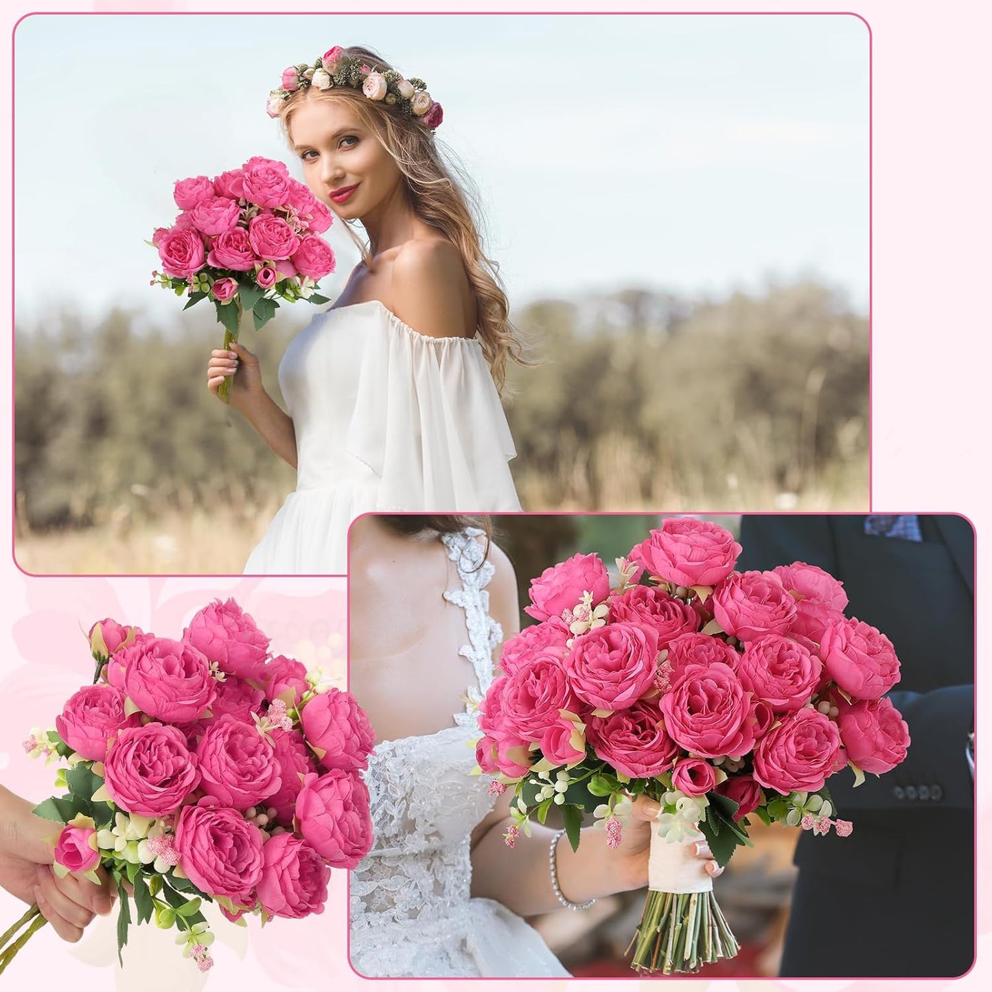 8 Pack Yellow Peonies Artificial Flowers | Fake Silk Hydrangea Bouquet for Bridal Wedding Home Table Decor Reusable Dining Opening Ceremony Birthday Arrangement