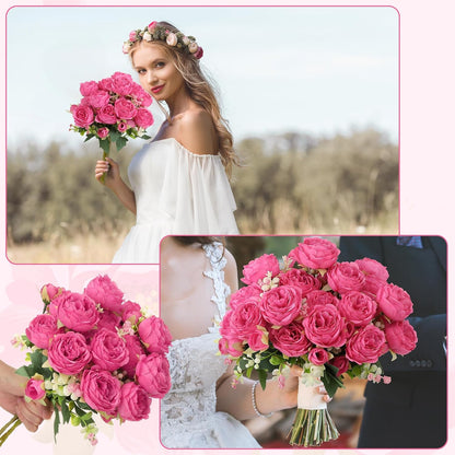 8 Pack Yellow Peonies Artificial Flowers | Fake Silk Hydrangea Bouquet for Bridal Wedding Home Table Decor Reusable Dining Opening Ceremony Birthday Arrangement