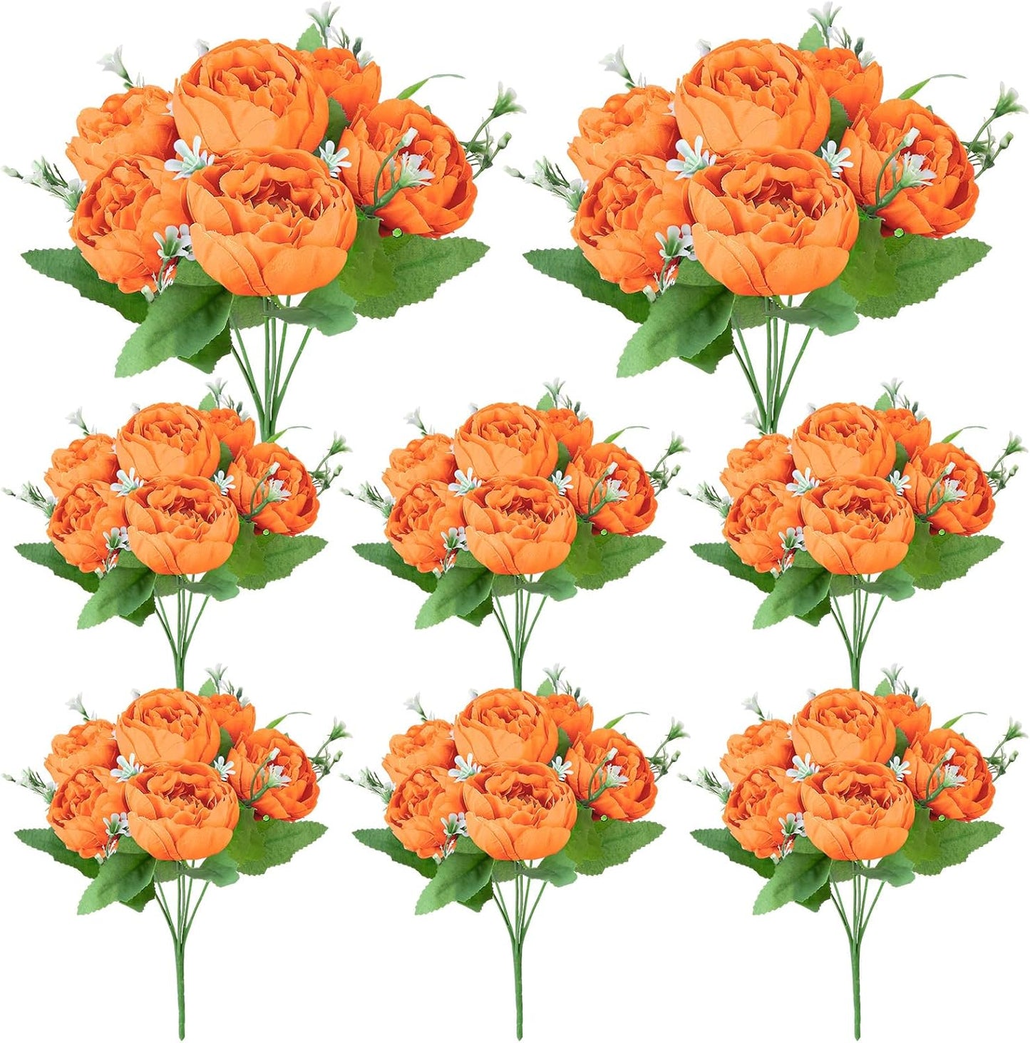 8 Pack Yellow Peonies Artificial Flowers | Fake Silk Hydrangea Bouquet for Bridal Wedding Home Table Decor Reusable Dining Opening Ceremony Birthday Arrangement