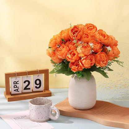 8 Pack Yellow Peonies Artificial Flowers | Fake Silk Hydrangea Bouquet for Bridal Wedding Home Table Decor Reusable Dining Opening Ceremony Birthday Arrangement