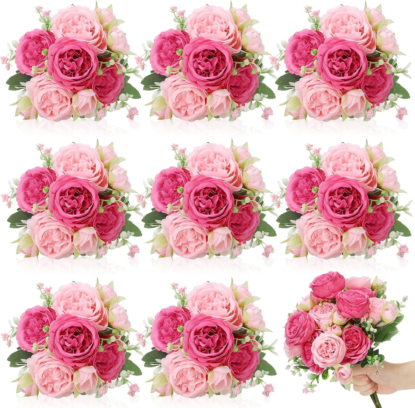 8 Pack Yellow Peonies Artificial Flowers | Fake Silk Hydrangea Bouquet for Bridal Wedding Home Table Decor Reusable Dining Opening Ceremony Birthday Arrangement