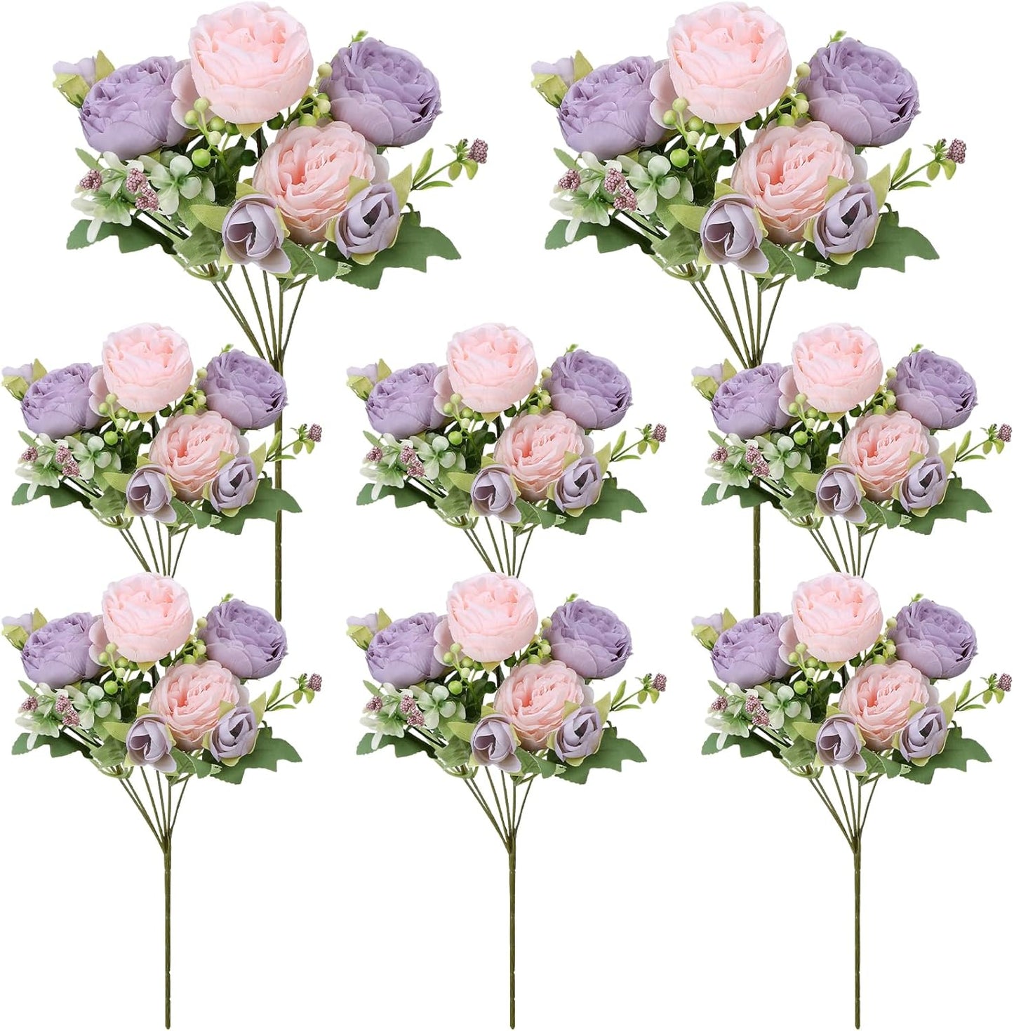 8 Pack Yellow Peonies Artificial Flowers | Fake Silk Hydrangea Bouquet for Bridal Wedding Home Table Decor Reusable Dining Opening Ceremony Birthday Arrangement