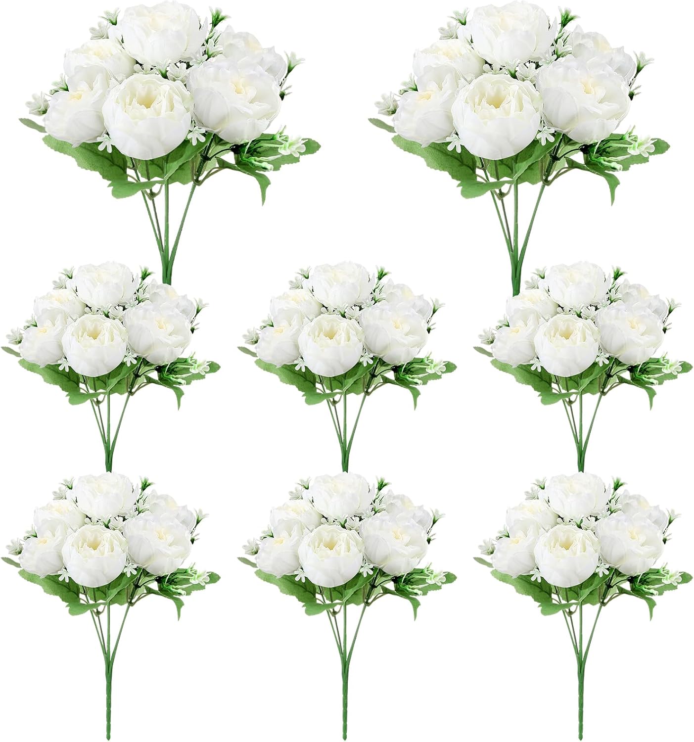 8 Pack Yellow Peonies Artificial Flowers | Fake Silk Hydrangea Bouquet for Bridal Wedding Home Table Decor Reusable Dining Opening Ceremony Birthday Arrangement