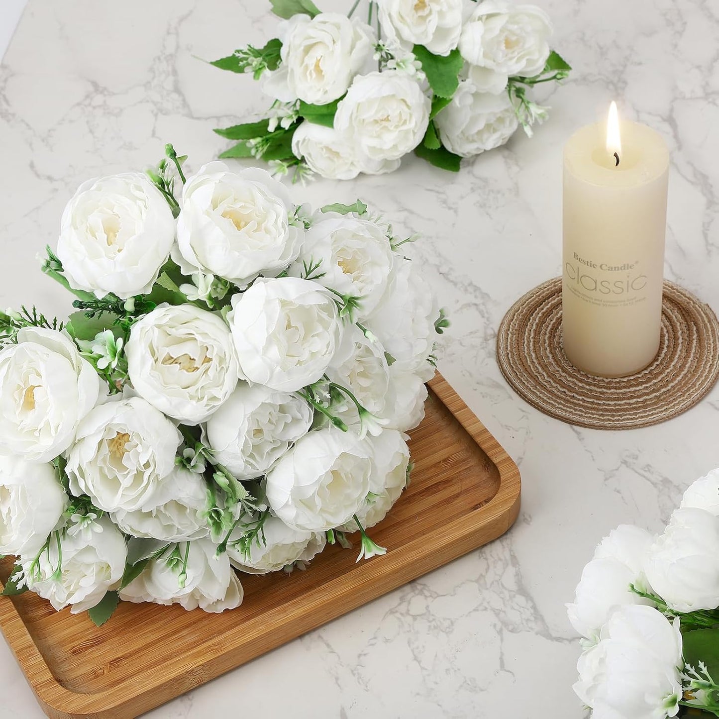 8 Pack Yellow Peonies Artificial Flowers | Fake Silk Hydrangea Bouquet for Bridal Wedding Home Table Decor Reusable Dining Opening Ceremony Birthday Arrangement