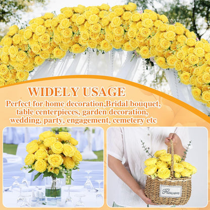 8 Pack Yellow Peonies Artificial Flowers | Fake Silk Hydrangea Bouquet for Bridal Wedding Home Table Decor Reusable Dining Opening Ceremony Birthday Arrangement