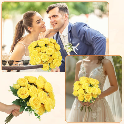 8 Pack Yellow Peonies Artificial Flowers | Fake Silk Hydrangea Bouquet for Bridal Wedding Home Table Decor Reusable Dining Opening Ceremony Birthday Arrangement