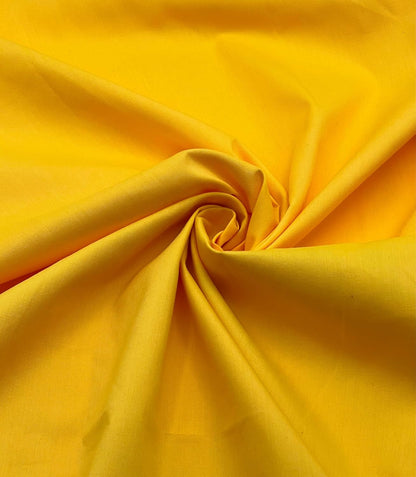 Cotton Polyester Fabric by The Yard – 60" Wide Broadcloth Fabric, Soft, Lightweight & Breathable Material for Lining, Curtains, Bedding, Skirts, Sewing Projects (Yellow,1 Yard)