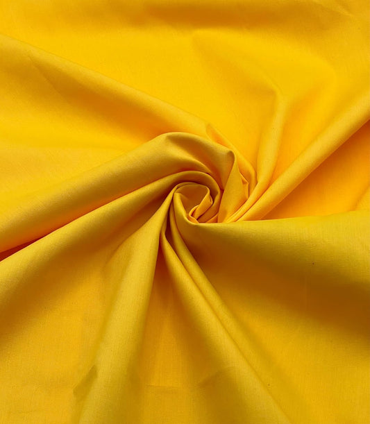 Cotton Polyester Fabric by The Yard – 60" Wide Broadcloth Fabric, Soft, Lightweight & Breathable Material for Lining, Curtains, Bedding, Skirts, Sewing Projects (Yellow,1 Yard)