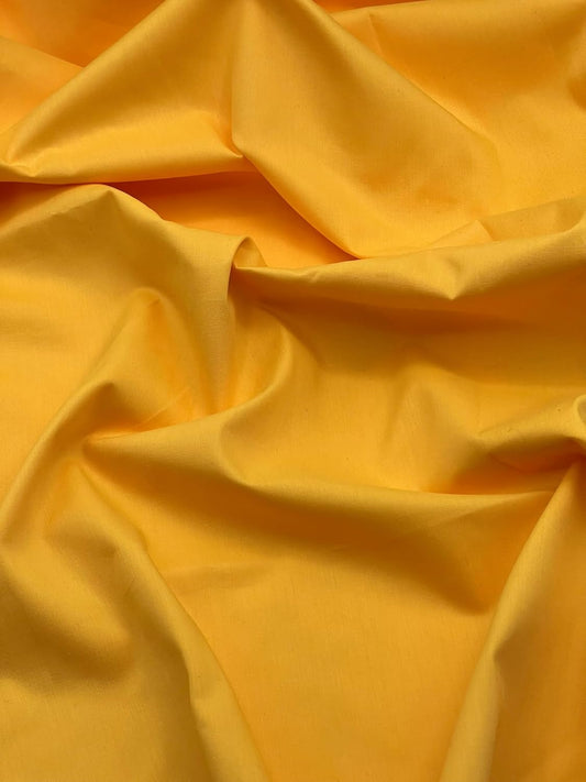 Cotton Polyester Fabric by The Yard – 60" Wide Broadcloth Fabric, Soft, Lightweight & Breathable Material for Lining, Curtains, Bedding, Skirts, Sewing Projects (Yellow,1 Yard)