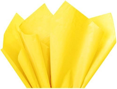 Yellow Gift Wrap Tissue Paper | Size: 15 Inch X 20 Inch | Count: 10 Sheets | Color: Yellow | DIY Craft, Art, Wrapping, Crepe, Decorations, Pom Pom, Packing & Party