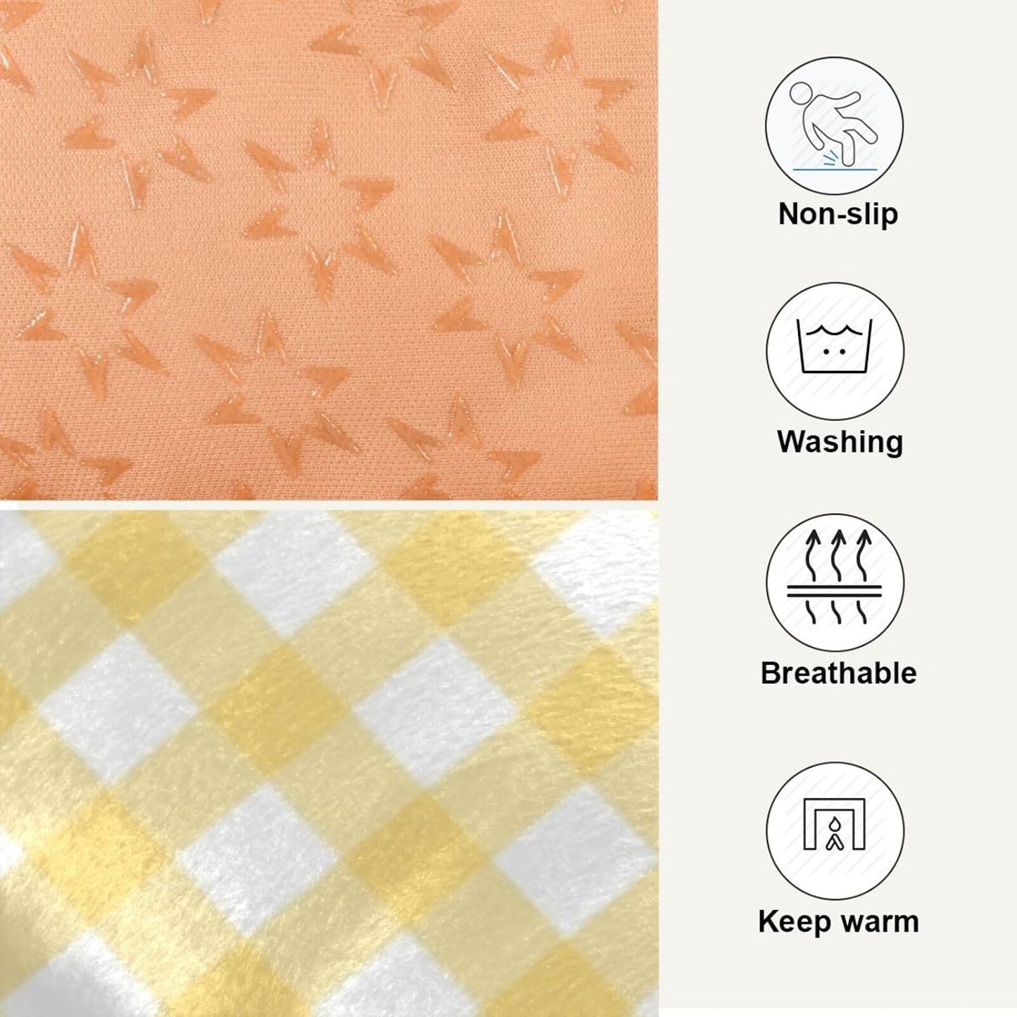 Yellow Gingham Dog Bed Mat Cat Crate Pad with Non-Slip Bottom, Washable Soft Pet Kennel Beds for Small Medium Large Dogs, 36"x24"