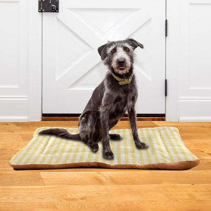 Yellow Gingham Dog Bed Mat Cat Crate Pad with Non-Slip Bottom, Washable Soft Pet Kennel Beds for Small Medium Large Dogs, 36"x24"