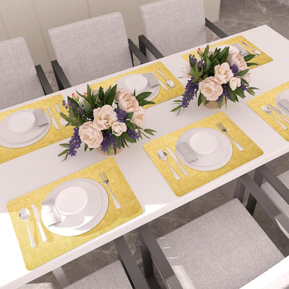 Faux Leather Placemats Set of 4 - Waterproof - Wipe Clean - Heat Resistant - Anti Slip Dining Table Place Mats, Suitable for Indoor & Outdoor Use, 17’’×12’’, Light Yellow