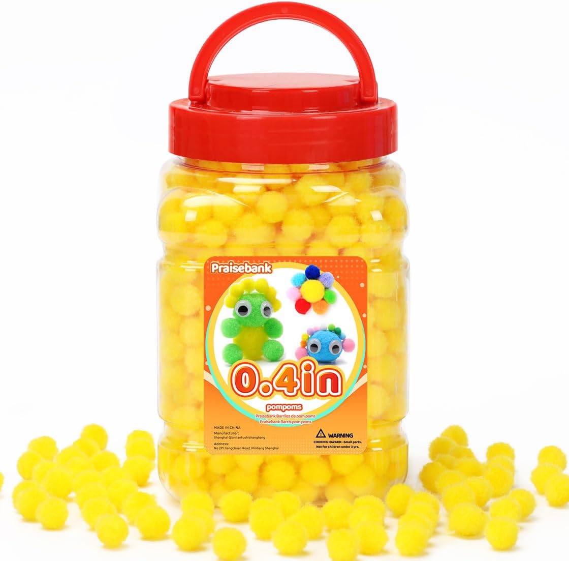 Yellow Pom Poms, 1inch/2.5cm, Pompom Balls for Arts & Crafts, Soft and Fluffy Craft Pompoms, Party & Festival Decorations, 150pcs .