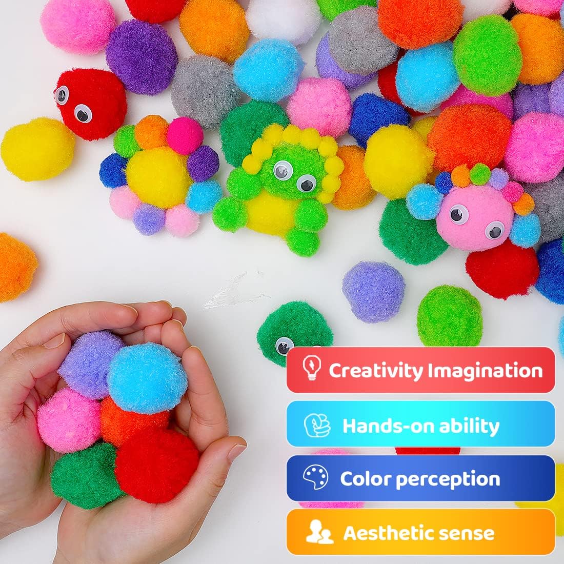 Yellow Pom Poms, 1inch/2.5cm, Pompom Balls for Arts & Crafts, Soft and Fluffy Craft Pompoms, Party & Festival Decorations, 150pcs .