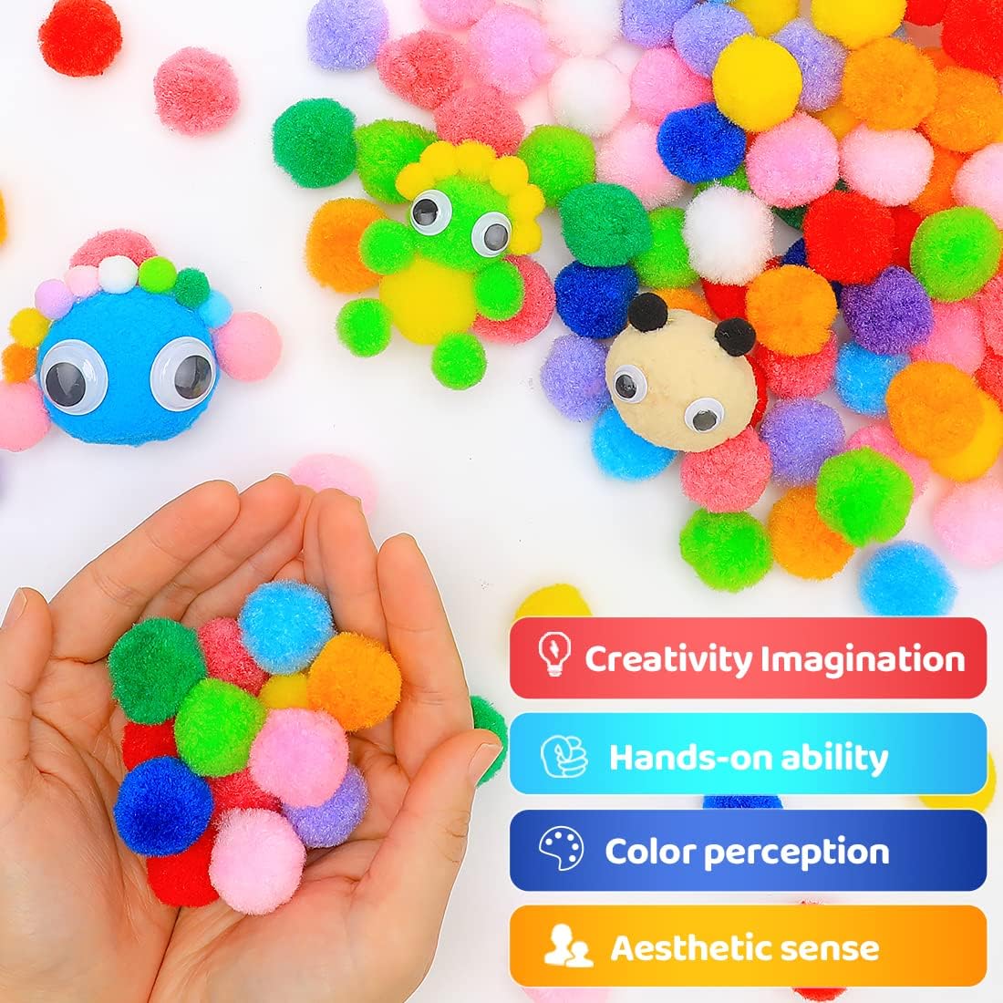 Yellow Pom Poms, 1inch/2.5cm, Pompom Balls for Arts & Crafts, Soft and Fluffy Craft Pompoms, Party & Festival Decorations, 150pcs .