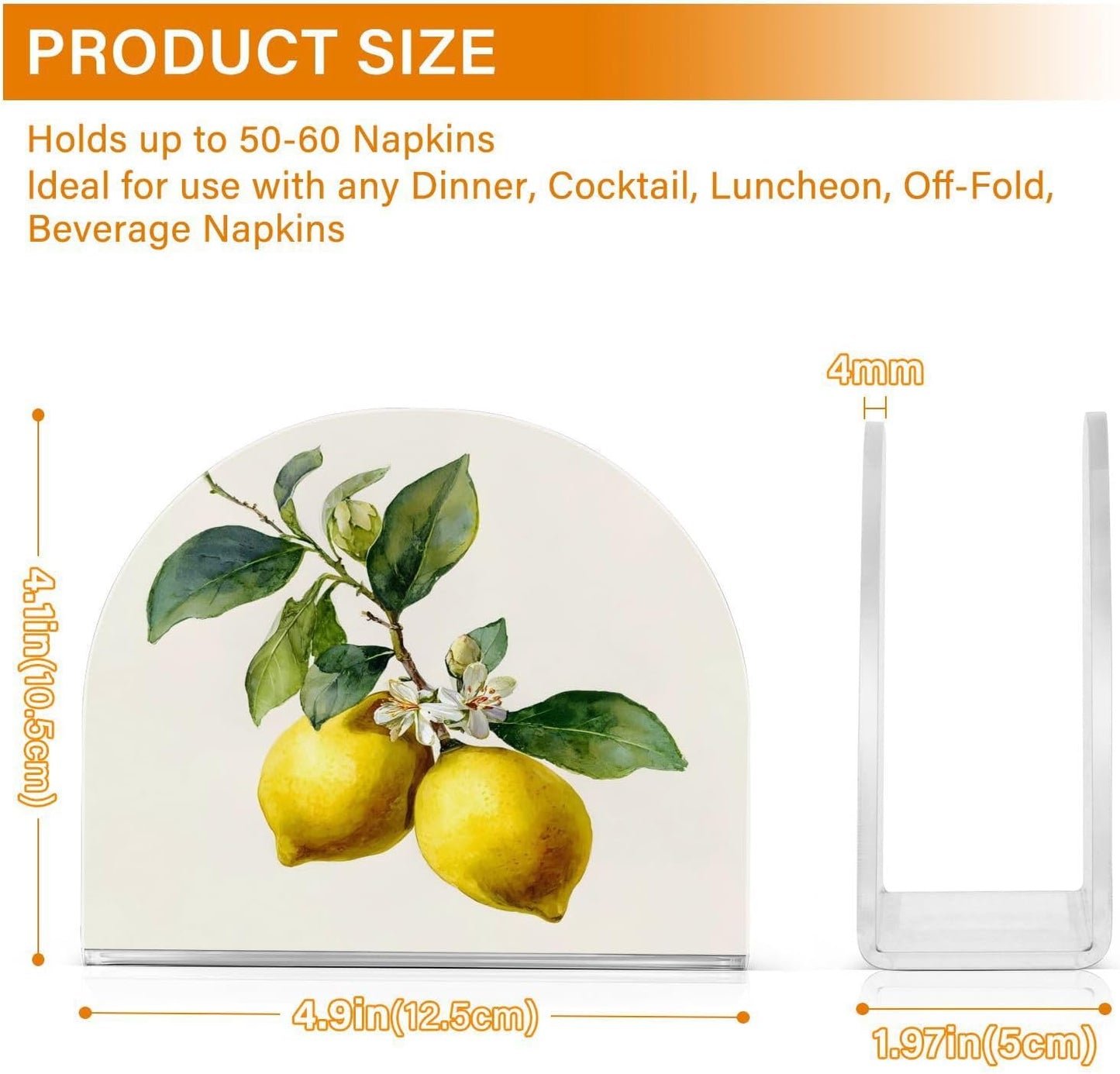 Lemon Yellow Napkin Holder Napkin Dispenser Acrylic Paper Tissue Storage for Kitchen Coffee Table 1 Pack