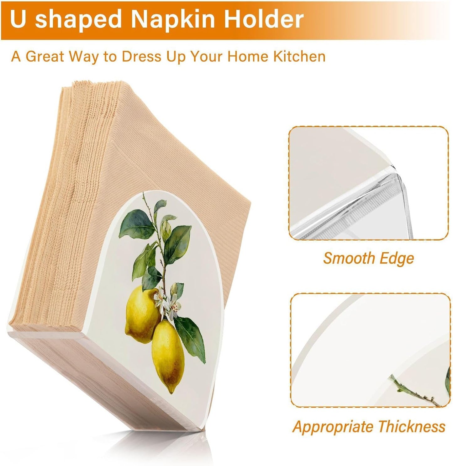 Lemon Yellow Napkin Holder Napkin Dispenser Acrylic Paper Tissue Storage for Kitchen Coffee Table 1 Pack