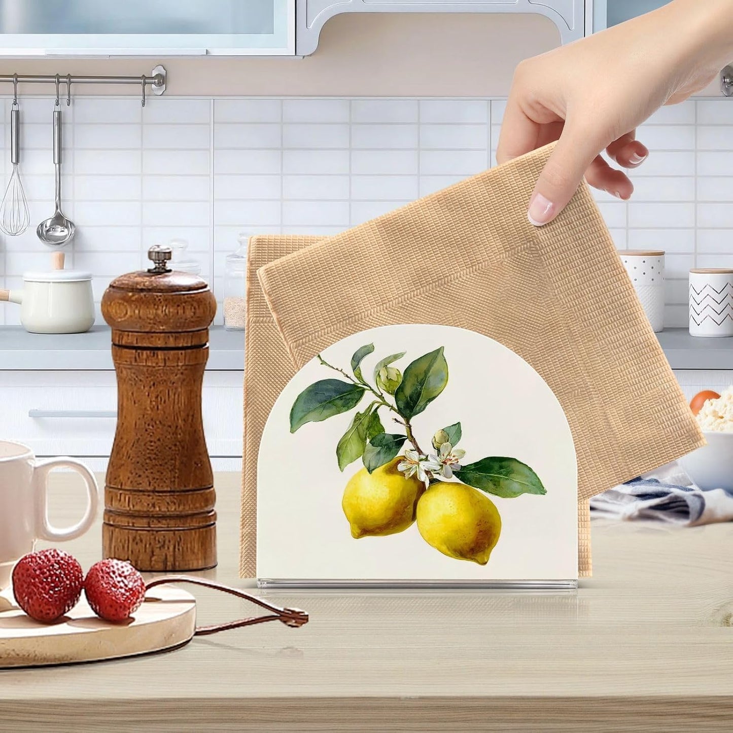 Lemon Yellow Napkin Holder Napkin Dispenser Acrylic Paper Tissue Storage for Kitchen Coffee Table 1 Pack