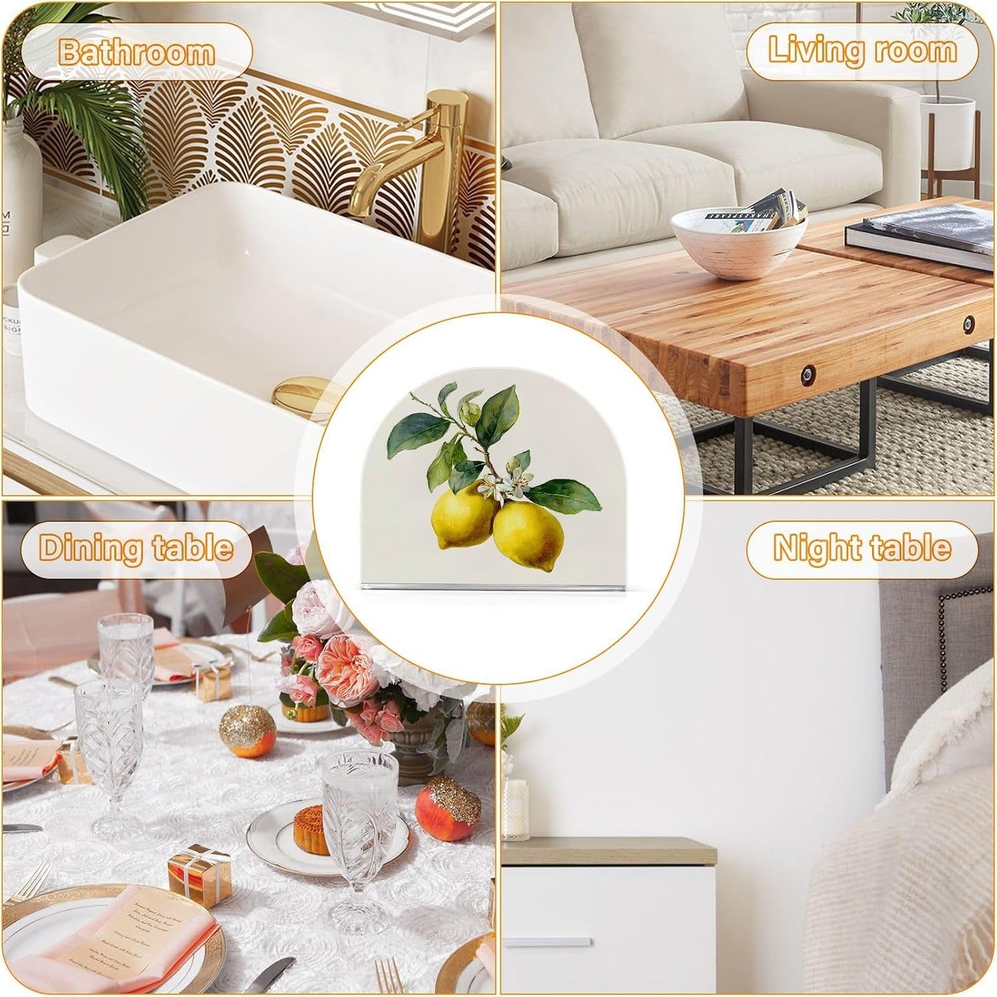 Lemon Yellow Napkin Holder Napkin Dispenser Acrylic Paper Tissue Storage for Kitchen Coffee Table 1 Pack