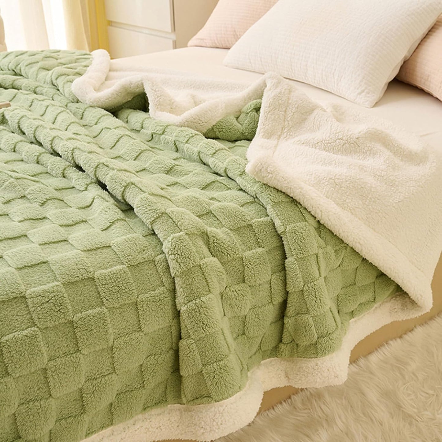 The Bunny Blanket for Adults, Luxury Lightweight Cozy Soft Throw for Couch Bed or Chair, Ultra Soft Fluffy Blanket Double Side Faux Rabbit Fur Throw Gifts(Yellow,200x230cm(79x91inch))