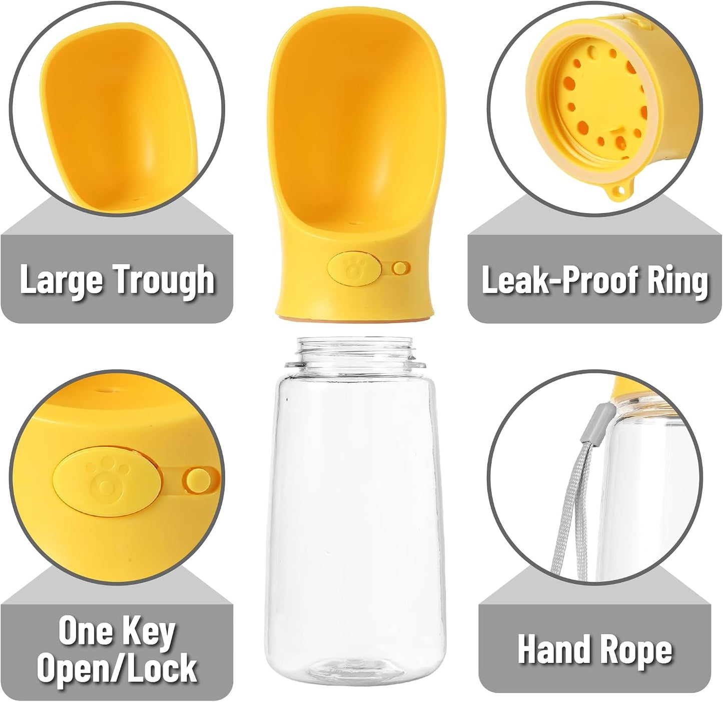 Portable Dog Water Bottle, 19 oz, Large | Leak Proof Puppy Water Dispenser with Drinking Feeder for Pets, Outdoor Walking, Hiking, Travel, Not Dishwasher Safe