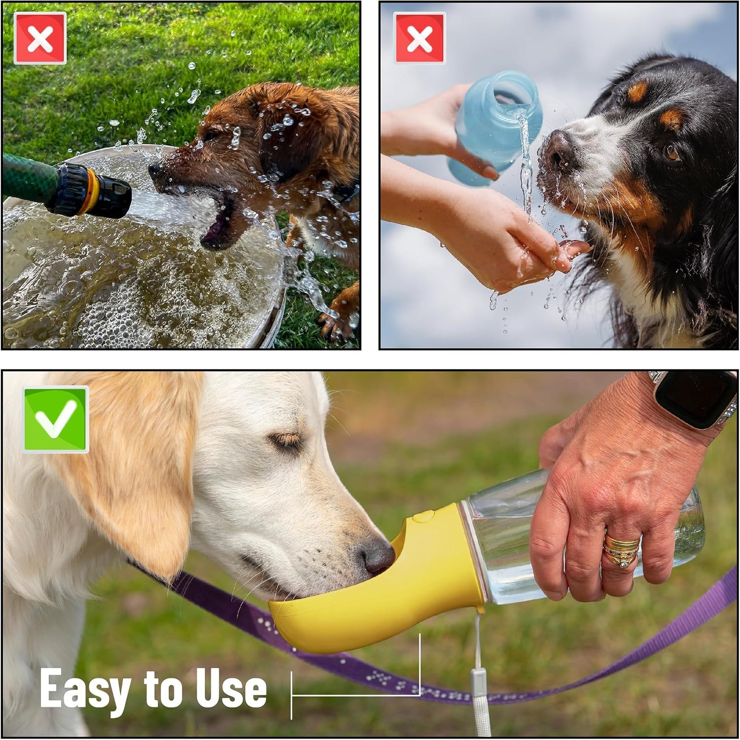 Portable Dog Water Bottle, 19 oz, Large | Leak Proof Puppy Water Dispenser with Drinking Feeder for Pets, Outdoor Walking, Hiking, Travel, Not Dishwasher Safe