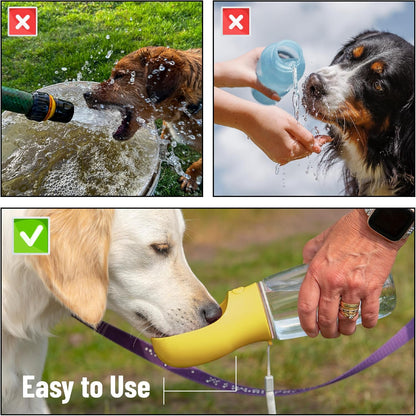 Portable Dog Water Bottle, 19 oz, Large | Leak Proof Puppy Water Dispenser with Drinking Feeder for Pets, Outdoor Walking, Hiking, Travel, Not Dishwasher Safe