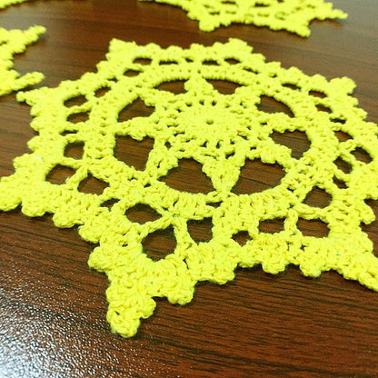 Embroidered Crochet Doilies Coasters Sets Table Centerpieces for Dining Room 4pcs/Set Yellow Lace Doilies